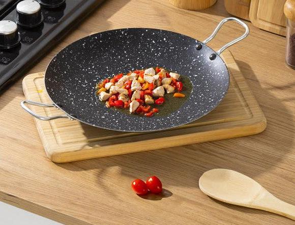 Esra Multi-Purpose Granite Cooking Pan - Double-Sided Cast Iron Roasting Pancake Pan - 26 Cm Black