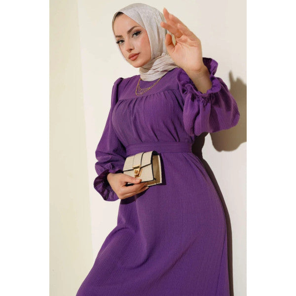 Sleeve Gimped Floor Dress Lilac