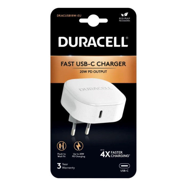 Duracell 1 X Usb-C Pd 20W Wall Charger White