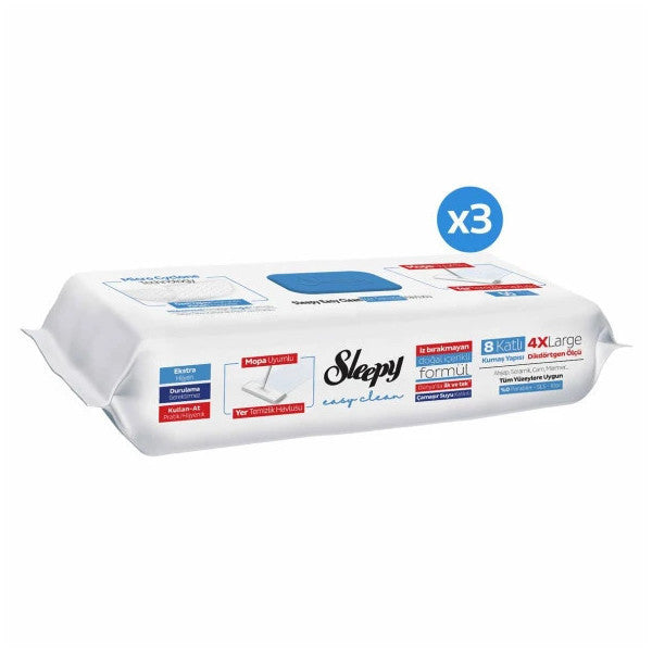 Sleepy Easy Clean Bleach Added Mop Compatible Floor Cleaning Towel 3X50 (150 Sheets)