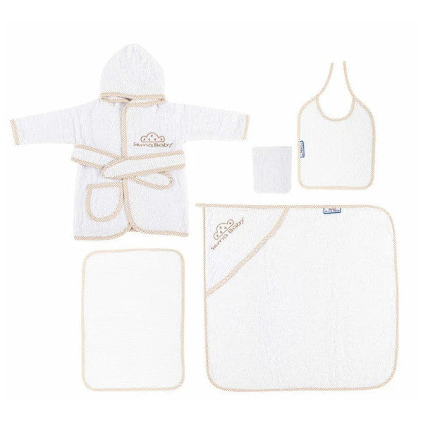 Sema Baby 5 Piece Baby Bathrobe Set - Ecru