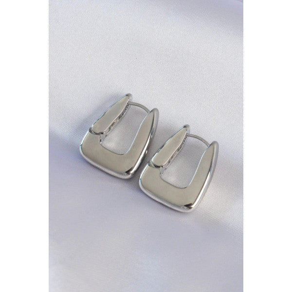 Brass Silver Color Thick Earrings