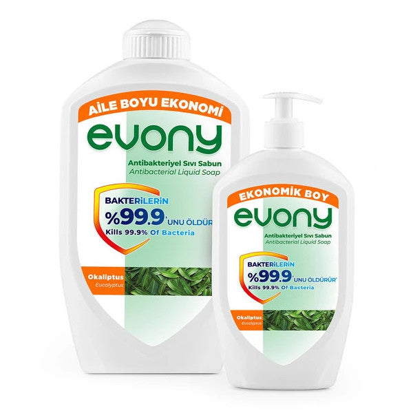 Evony Antibacterial Liquid Soap Eucalyptus 1500Ml + 700Ml