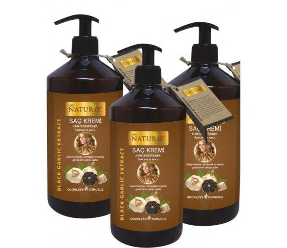 Ilgaz Naturix Organix 3 Pack Organic Hair Loss Prevention Odorless Black Garlic Conditioner 500 Ml Garlic Conditioner