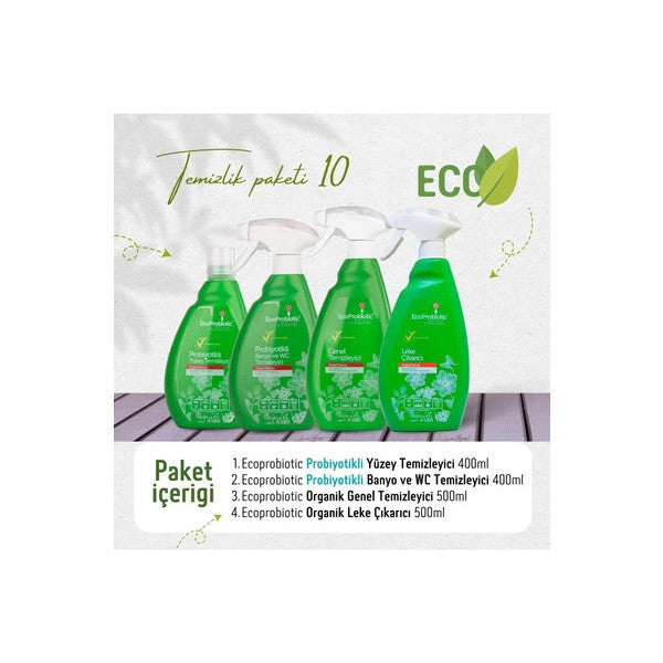 Ecoprobiotic Advantageous Set Of 4 Ecological Cleaning Products Economical Package, Multi-Purpose Cleaners