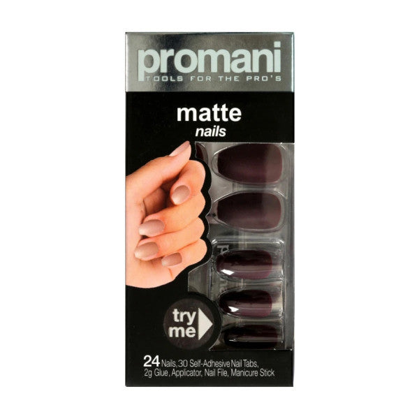 Promani Matte False Nails Kit Dark Claret Red