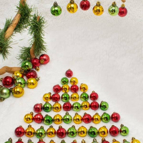 Waldern 3 Cm 72 Pieces Red-Green-Gold Cici Ball Christmas Pine Tree Ornament