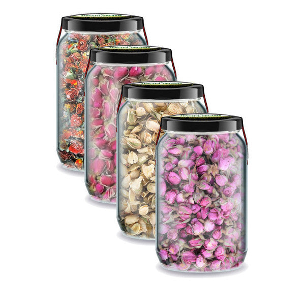 4 Types Of Bud Roses Pink White Red Orange Color Roses İn A Jar 660 Cc. X4 Glass Jar