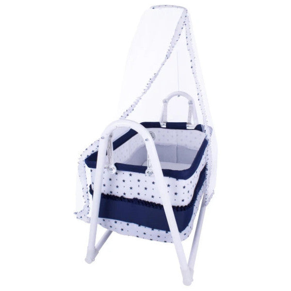 Chubby Baby Luxury Rocking Tulle Portable Basket Cradle Navy Blue