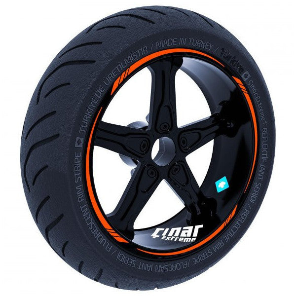 Flame Orange 4 Piece Sharp Rim Stripe Sticker Çınar Extreme