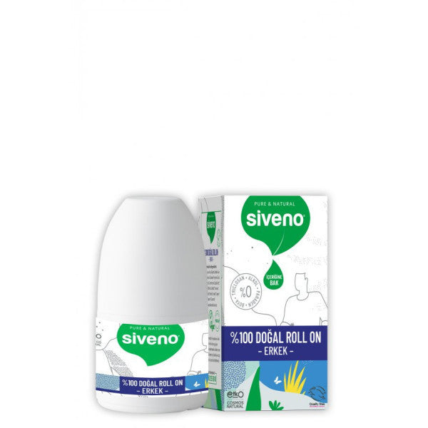 Siveno 100% Natural Roll-On Deodorant For Men Sweat Odor Preventive Herbal Non-Staining Vegan 50 Ml