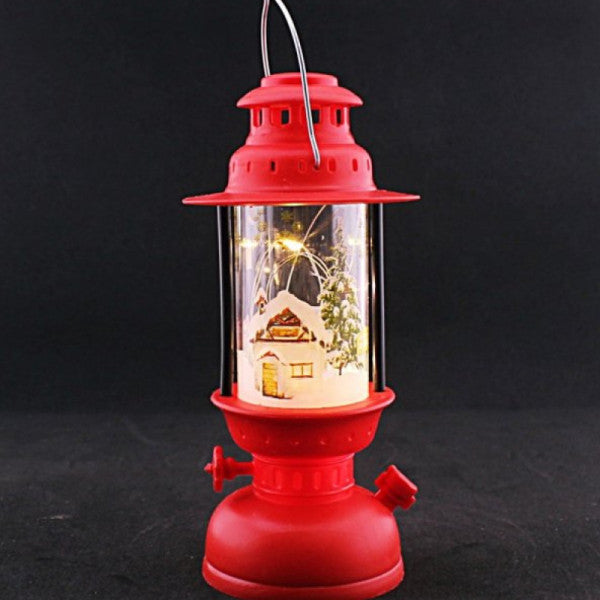 New Year Lantern LED Lighted Christmas Tree Ornament, Battery Operated, with Hanging Wire Red