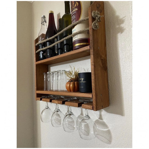 Wine Wooden Wall Shelf 5015