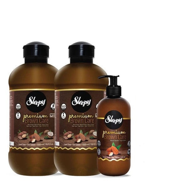 Sleepy Premium Brown Care Series Liquid Soap 500 Ml + 2X1500 Ml