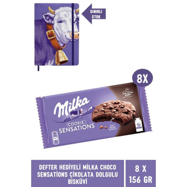 Milka Choco Sensations Chocolate Filled Biscuits With Notebook Gift 156 Gr - 8 Pieces