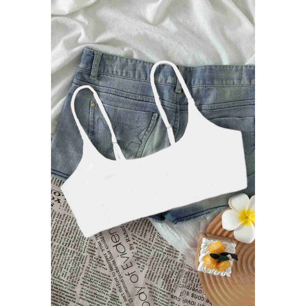 Angelsin Stylish Design Bikini Top With Adjustable Straps White