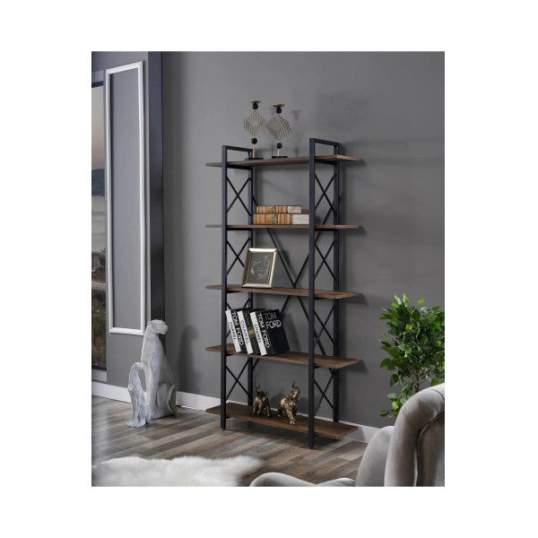 Evdesa Metal Bookcase Decorative Shelf Home Office Shelf Book File Shelf 5 Shelves Baroque