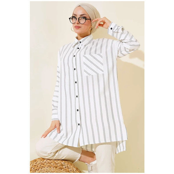 Double Striped Tunic White