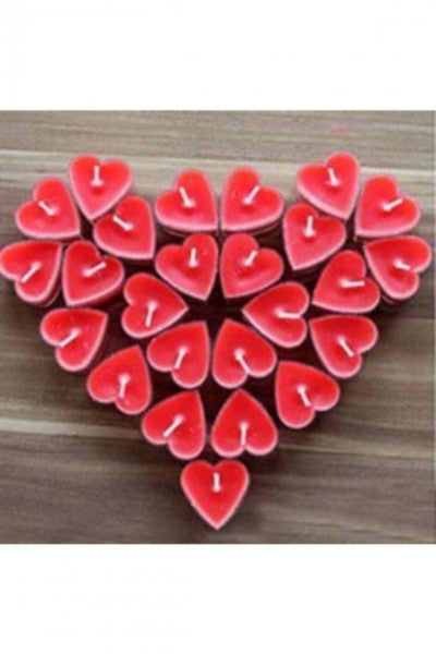 50 kırmızı kalp tealight mum, 50 adet romantik dekorasyon, sevgili için sürpriz