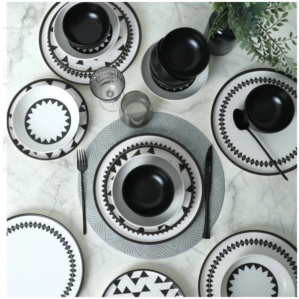 Keramika Black Pattern Nordic Dinner Set 24 Pieces For 6 Persons 21478-79-80