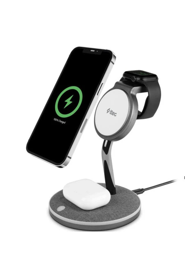 Ttec Aircharger Trio M Magsafe Compatible 3 İn 1 Wireless Fast Charging For İphone + Apple Watch + Airpods