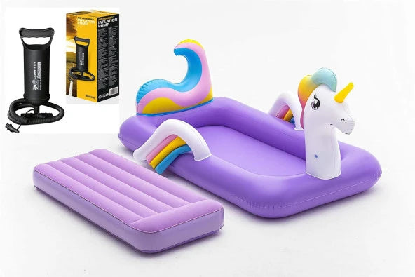 Inflatable Children's Bed With Inflation Pump - Bestway 67713 Unicorn Theme