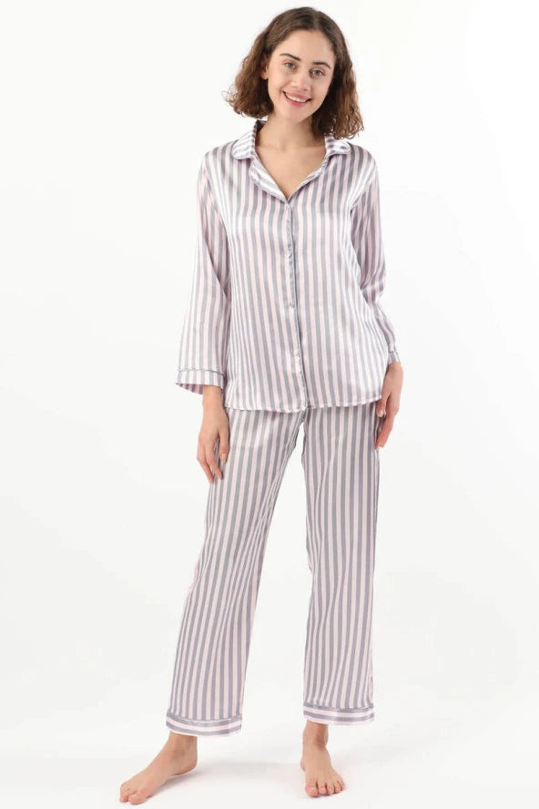Women's Striped Pajama Set Pink