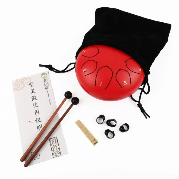 Jwin Jtn-68 6 Inch 8 Voice Tone Steel Handpan Tongue Drum - Red