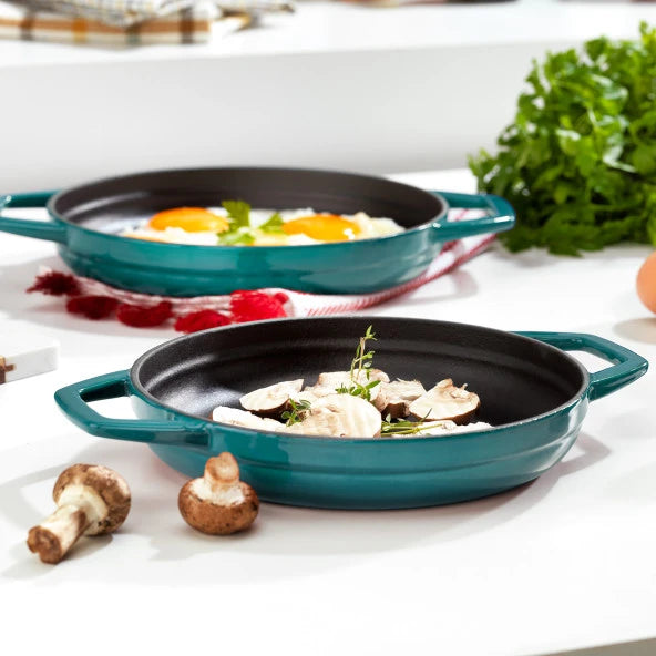 Schafer Guss Chef Cast Iron Saucepan With Double Handles 19 Cm-Turquoise