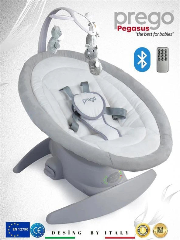 Prego Pegasus Rotatable Electric And Battery Operated Automatic Baby Carrier With Bluetooth Beige 4089