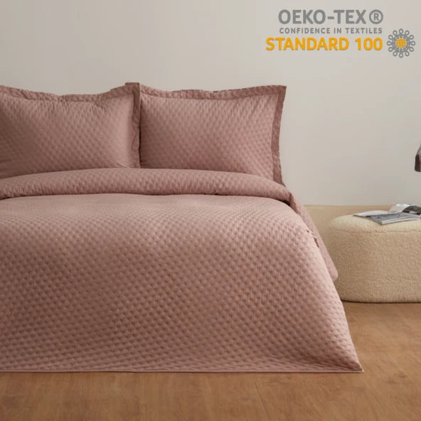 Oglo Single Bedspread Set Dusty Rose 160 X 220 Cm (1 Pillowcase Gift)