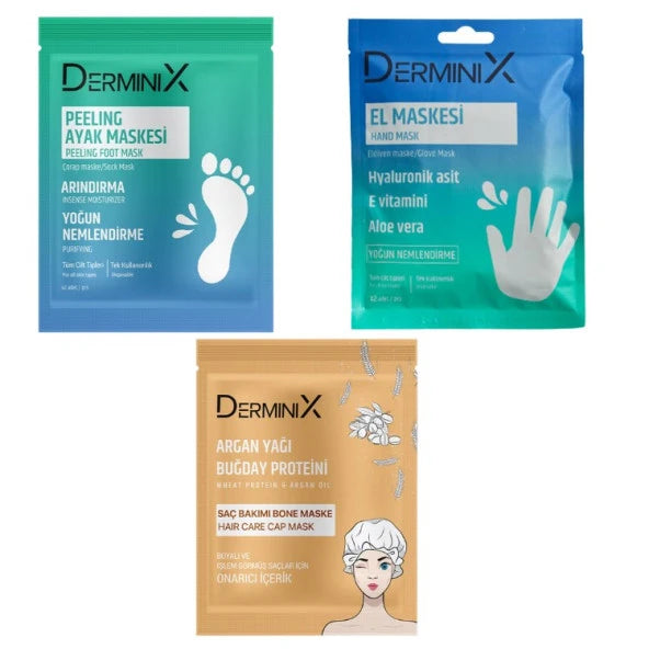 Derminix Mask Setiargan Wheat Oil Bone Hair Mask, Moisturizing Hand Mask, Exfoliating Foot Mask