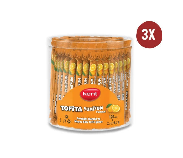 Kent Tofita Yumiyum Orange 120-Piece Jar - Pack Of 3