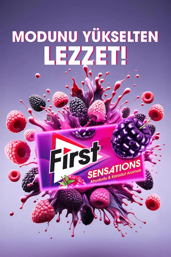 First Sensations Raspberry & Black Mulberry Flavored Gum 27 Gr - 12 Pieces