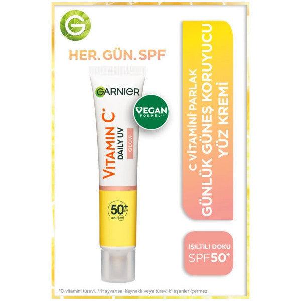 Garnier Vitamin C Radiant Daily Sunscreen Fluid Face Cream Shimmer Texture Spf50+ 40Ml