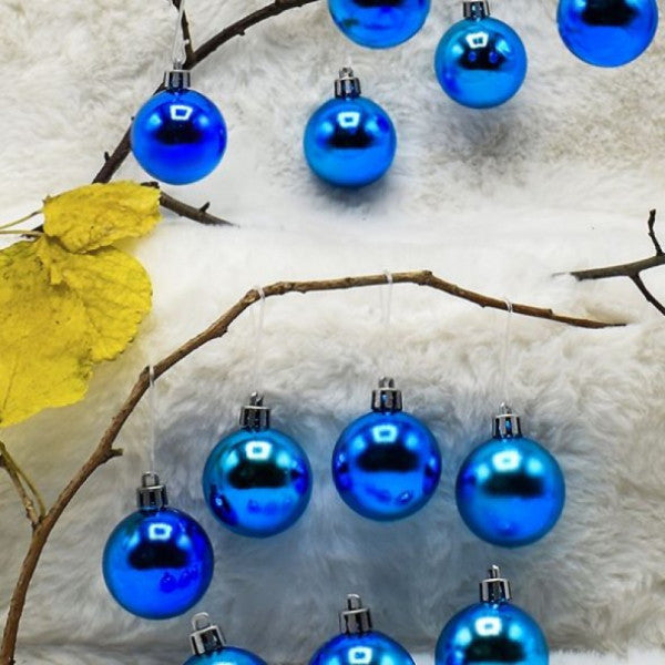 4 Cm 12 Pack Blue Balls (6 Shiny-6 Metallized) Christmas Tree Ornament