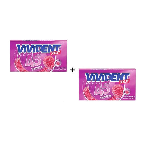 Vivident 45 Minutes Raspberry Flavored Sugar-Free-Sweetened Strip Gum 26G (2 Pieces)