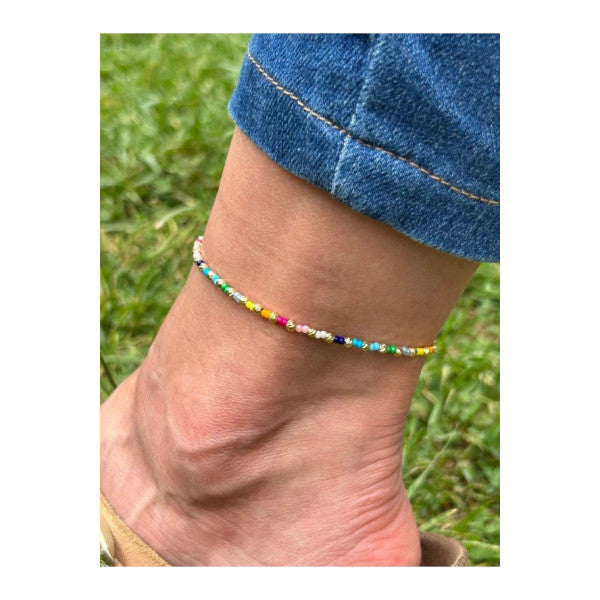 Bym397 Dorika Colored Beaded Adjustable Chain Women's Anklet