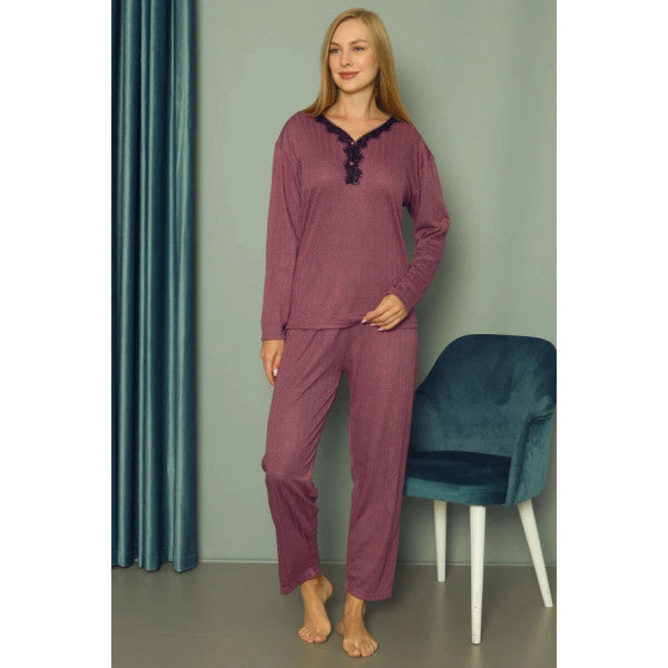 Polka Dot Women's Pajama Set Purple