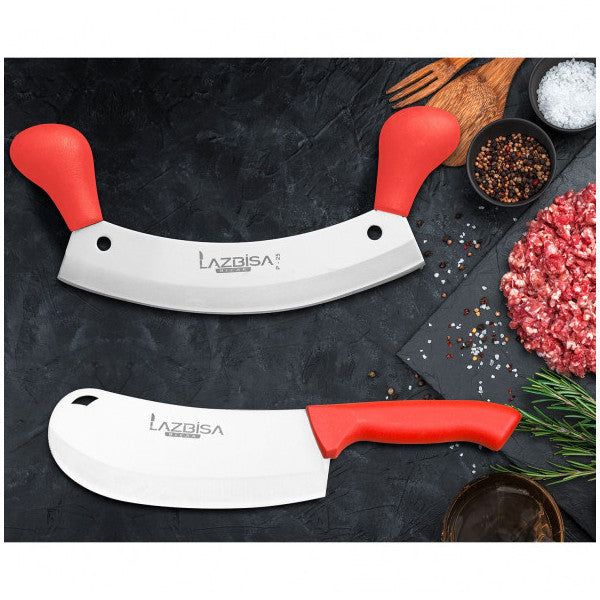 Lazbisa Kitchen Knife Set Cleaver Armor Pizza Onion Pita Minced Meat Chopper Cleaver Set Of 2