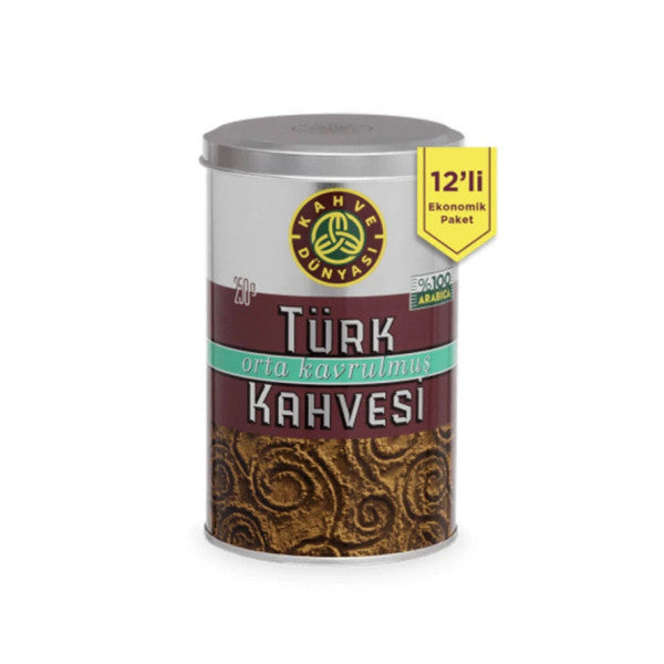 Kahve Dünyası Tin Turkish Coffee Medium Roast 250 Gr X 12 Pieces