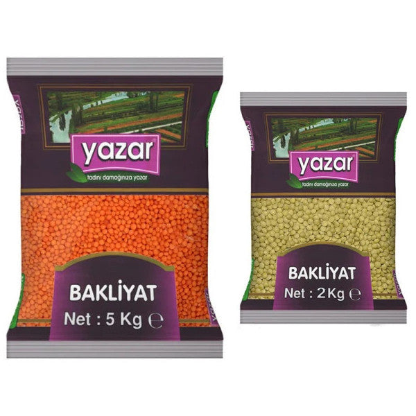 Yazar Red Lentils 5 Kg. + Green Lentils 2 Kg.