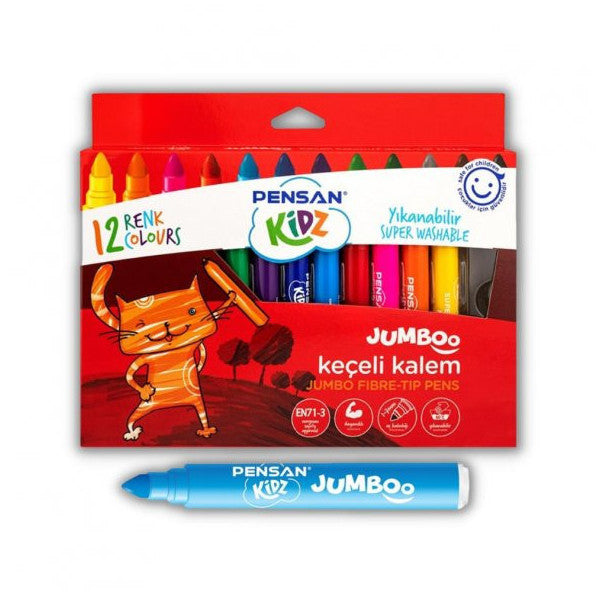 Jumbo Felt Tip Pen 12 Colors Pensan 12 Liter Felt Tip Pen Jumbo 1 Pack