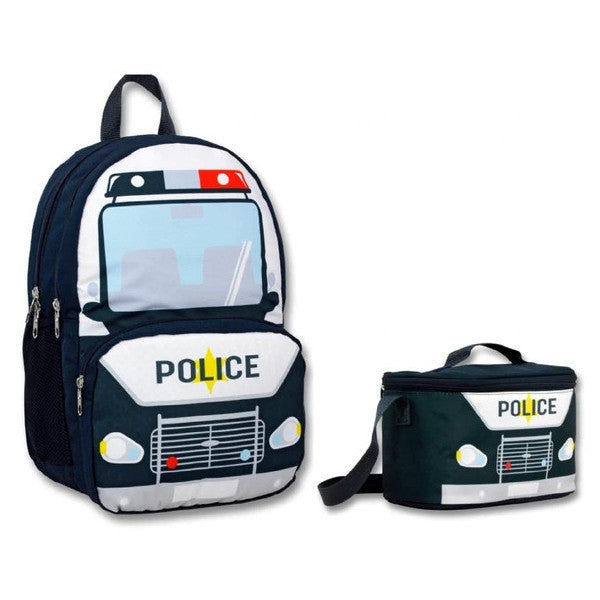 Cennec Navy Blue Police Primary School Backpack And Lunchbox Set - Boy