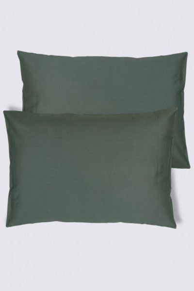 Ecocotton 2-Piece Plain Pillow Case 100% Organic Cotton Satin Green 50X70 Cm