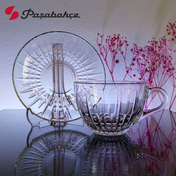 Pasabahce 97948 Basic Lisbon Decorative Tea and Nescafe Cup - 6 Persons