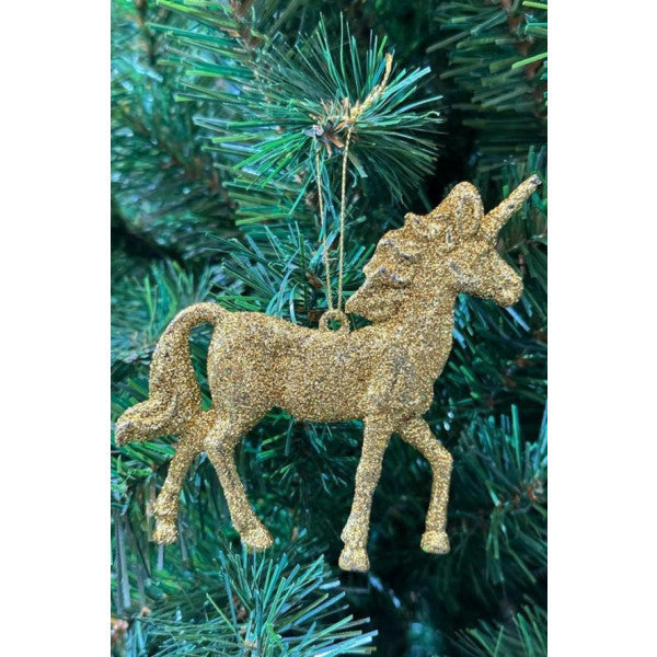 Beysüs Christmas Pine Tree Ornament Unicorn Gold 10 Cm