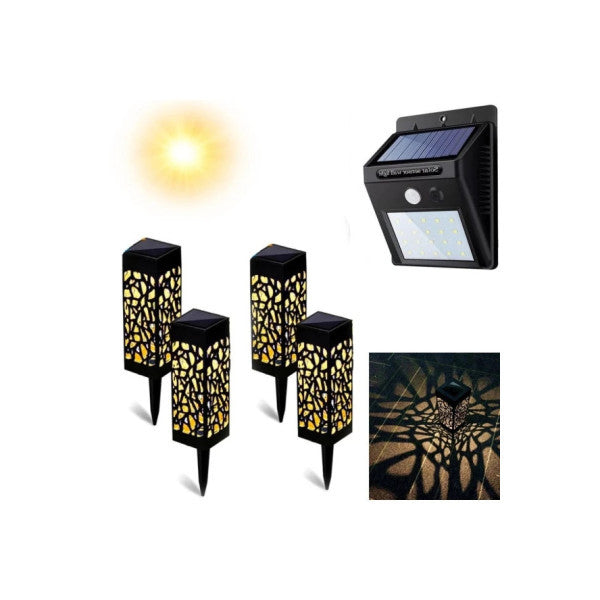 Set Of 5 Decorative Solar Garden Lighting Lamp Walkway Lighting Sensor Wall Lamp