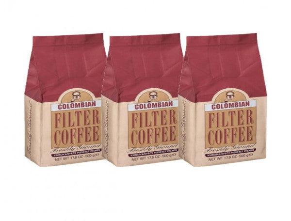 Mehmet Efendi Kurukahveci Colombian Filter Coffee 500 Gr X 3 Pieces