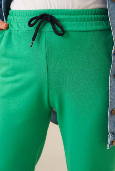 Elastic Green Trousers With Pocket